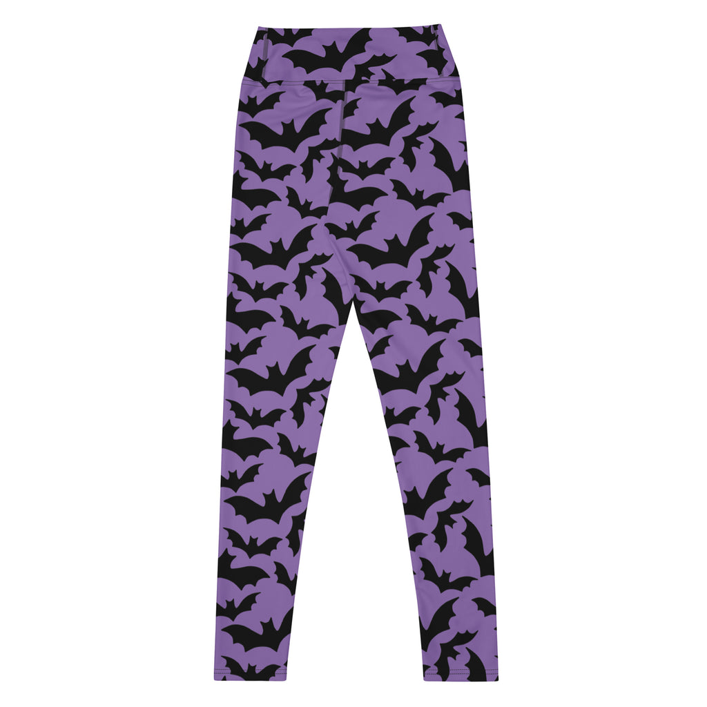 Women's Halloween Purple Bats Buttery Soft Yoga Leggings - Quick Drying, High Waisted Comfort