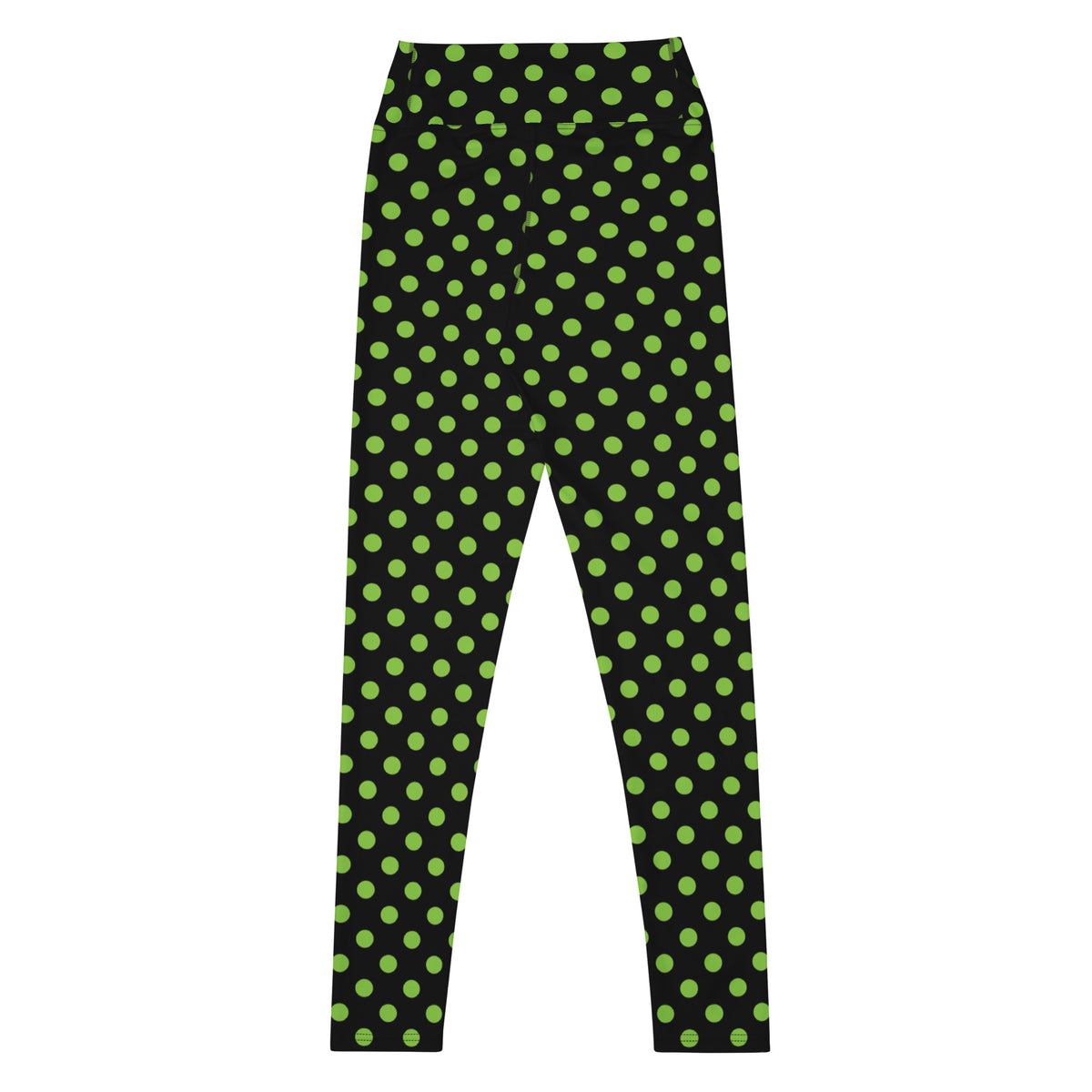 Women's Green Polka Dot Buttery Soft Yoga Leggings - Quick Drying, High Waisted Comfort