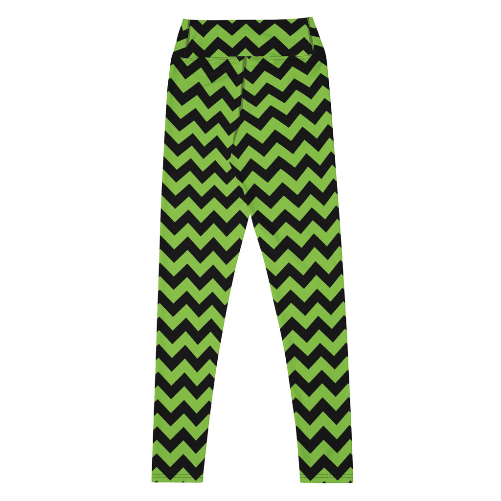 Women's Green Chevron Halloween Buttery Soft Yoga Leggings - Quick Drying, High Waisted Comfort