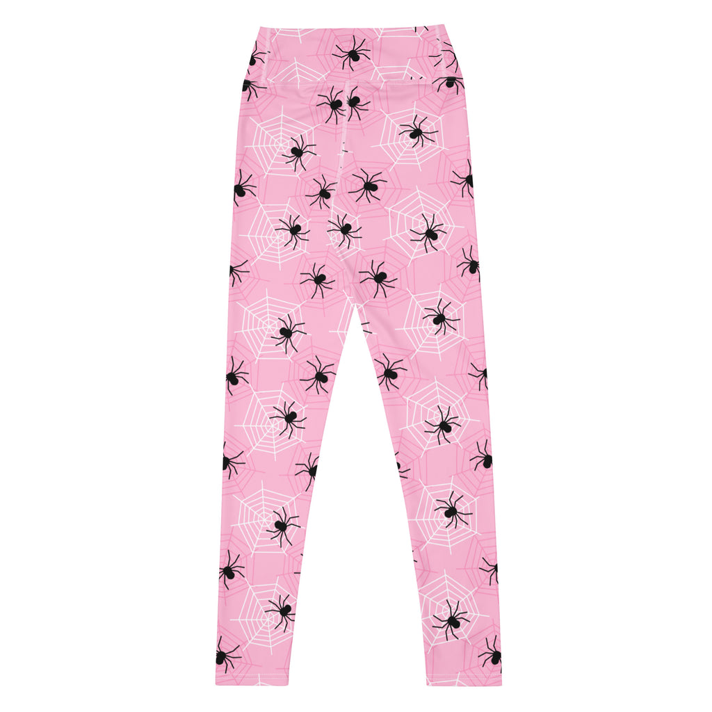 Women's Pink Spider Halloween Buttery Soft Yoga Leggings - Quick Drying, High Waisted Comfort