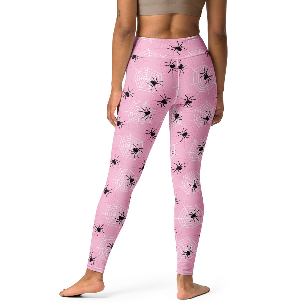 Women's Pink Spider Halloween Buttery Soft Yoga Leggings - Quick Drying, High Waisted Comfort