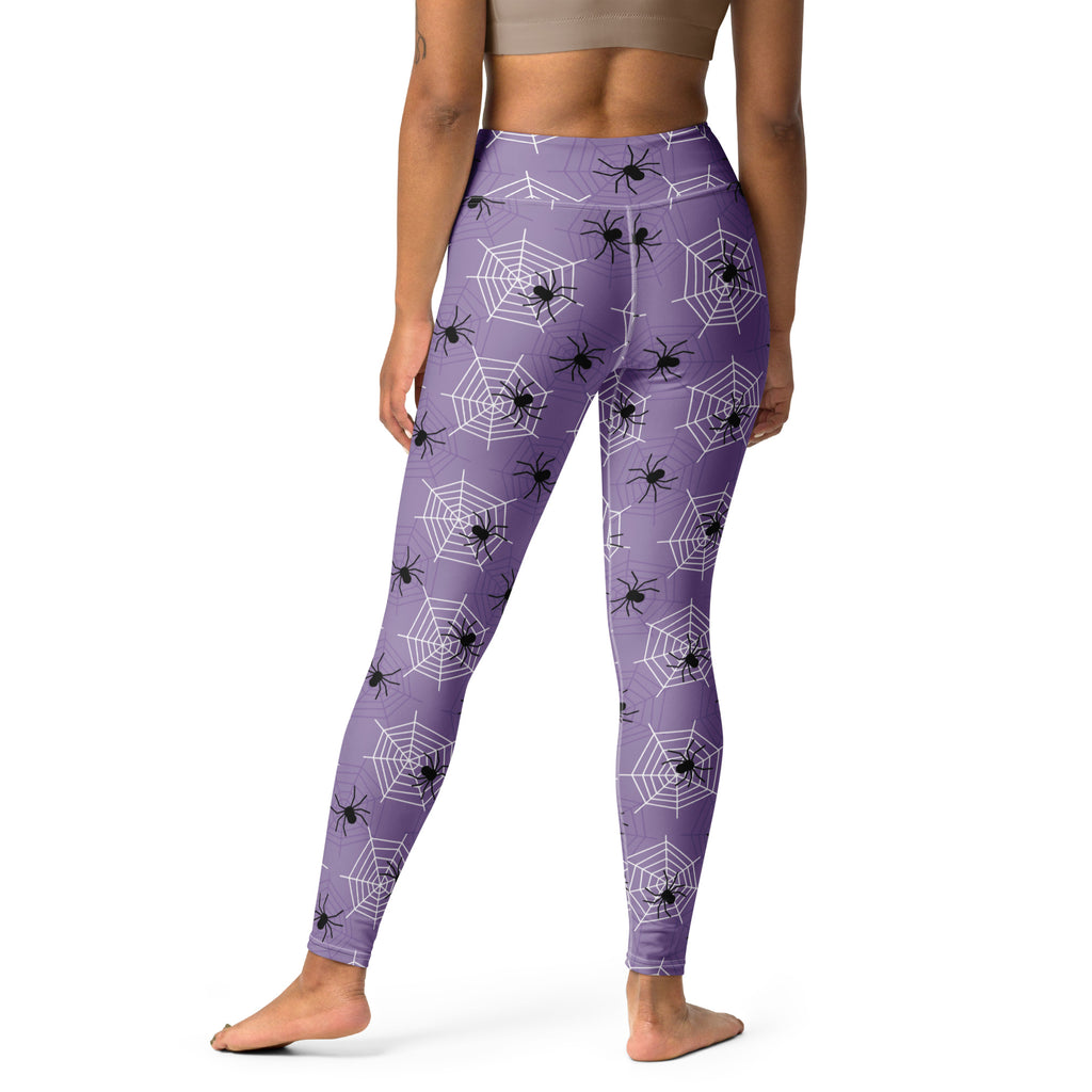 Women's Dark Purple Spider Halloween Buttery Soft Yoga Leggings - Quick Drying, High Waisted Comfort