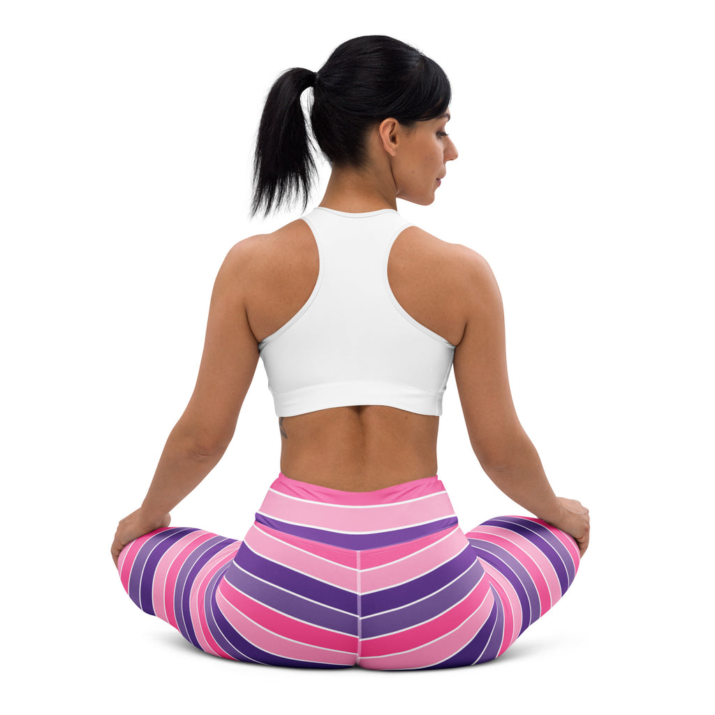 Women's Pink & Purple Striped Halloween Buttery Soft Yoga Leggings - Quick Drying, High Waisted Comfort