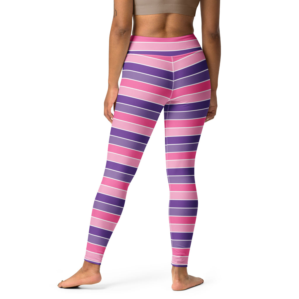 Women's Pink & Purple Striped Halloween Buttery Soft Yoga Leggings - Quick Drying, High Waisted Comfort