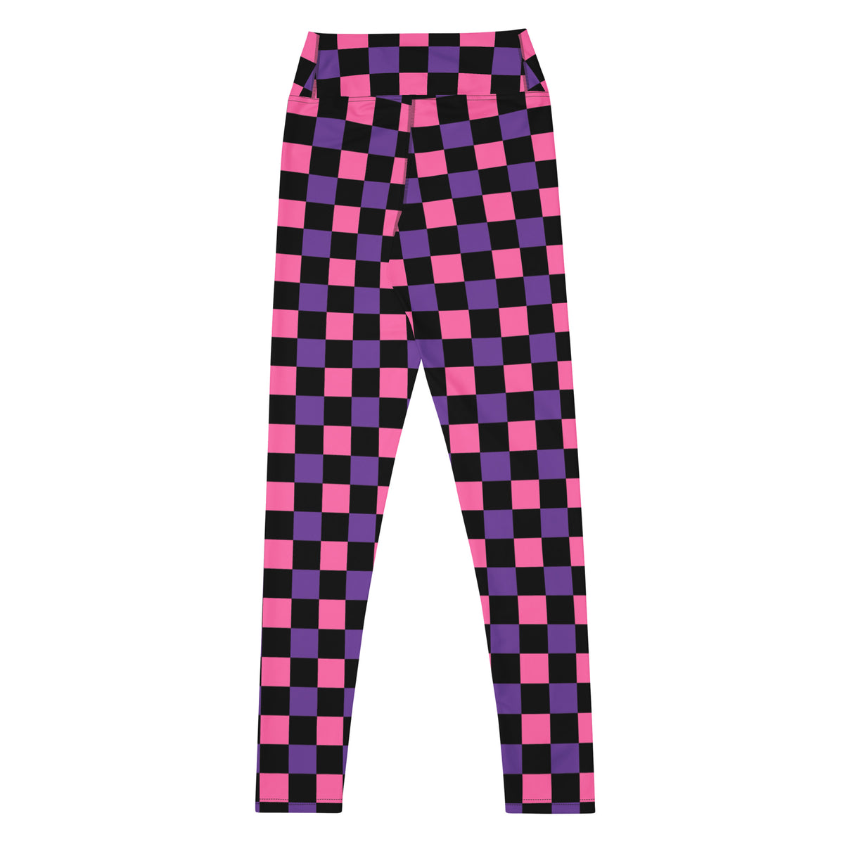 Women's Pink Purple Black Checkered Halloween Buttery Soft Yoga Leggings - Quick Drying, High Waisted Comfort