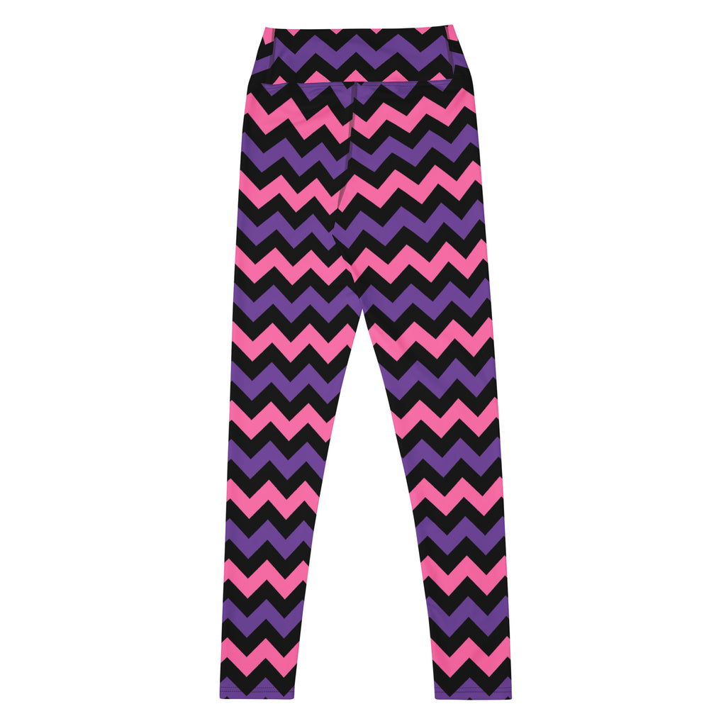 Women's Pink & Purple Chevron Halloween Buttery Soft Yoga Leggings - Quick Drying, High Waisted Comfort