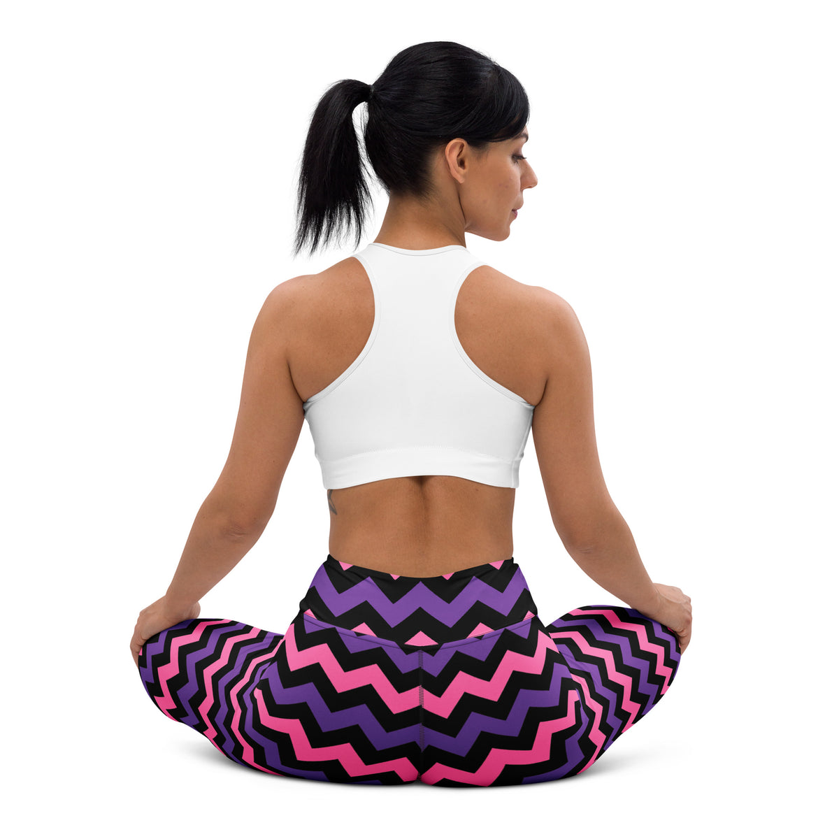 Women's Pink & Purple Chevron Halloween Buttery Soft Yoga Leggings - Quick Drying, High Waisted Comfort