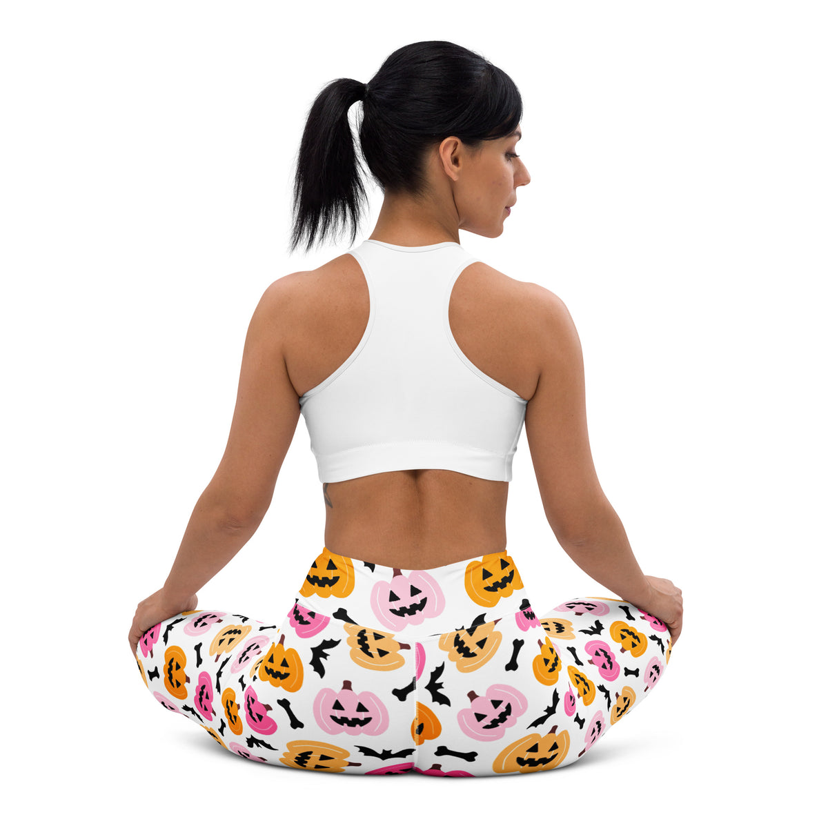 Women's Pink & Orange Pumpkin Halloween Buttery Soft Yoga Leggings - Quick Drying, High Waisted Comfort