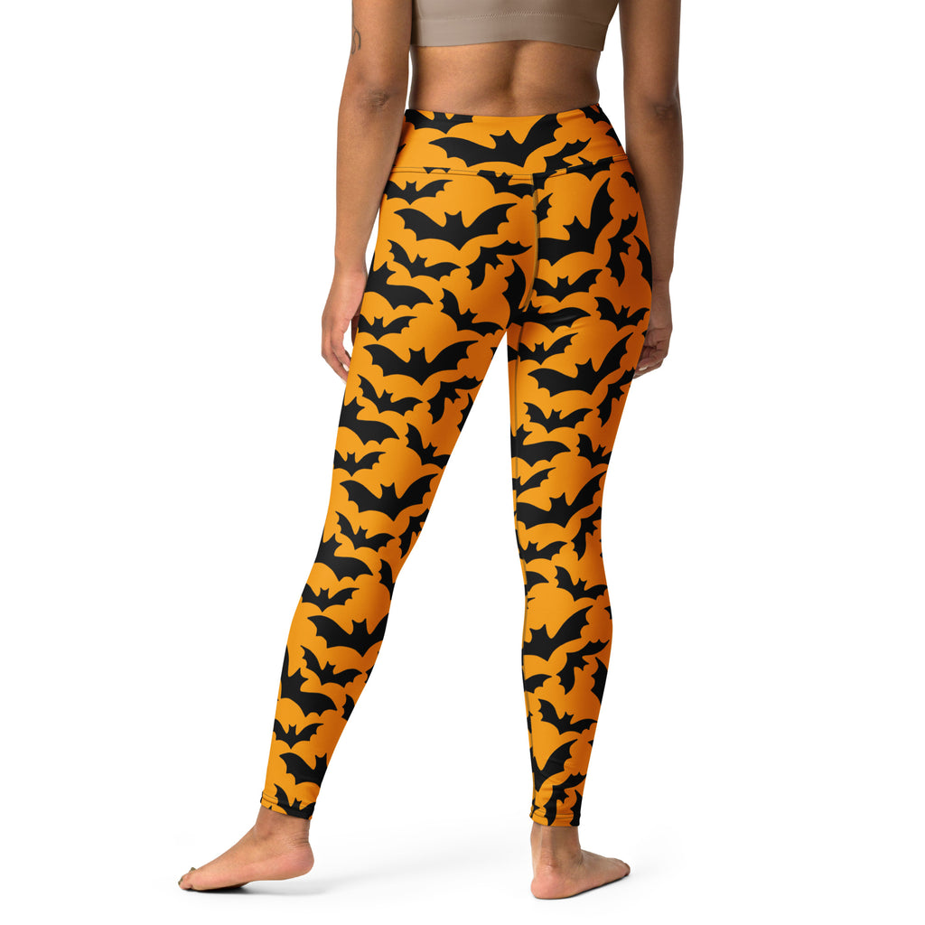 Women's Halloween Orange Bats Buttery Soft Yoga Leggings - Quick Drying, High Waisted Comfort (Copy)