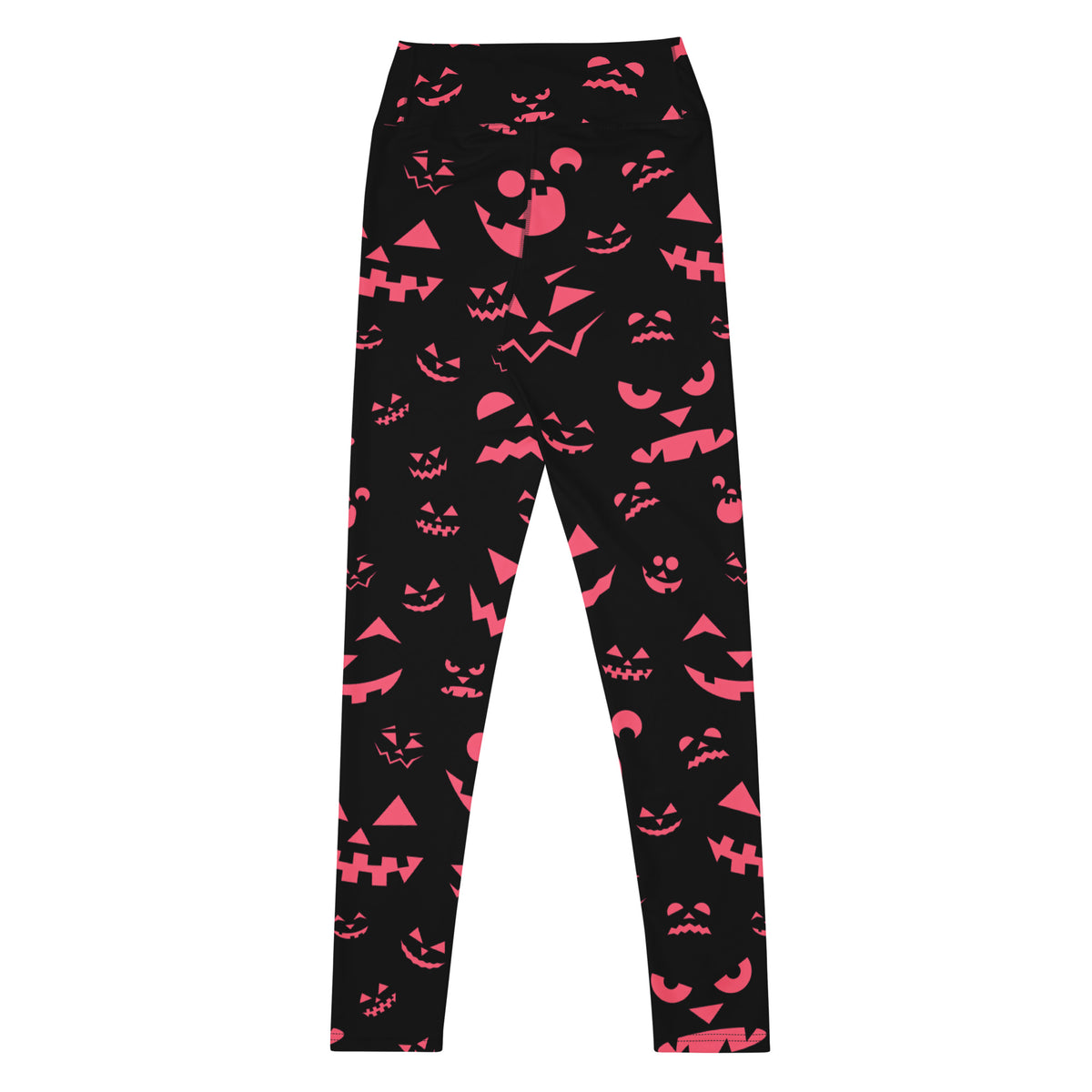 Women's Pink Jack-O'-Lantern Faces Halloween Buttery Soft Yoga Leggings - Quick Drying, High Waisted Comfort