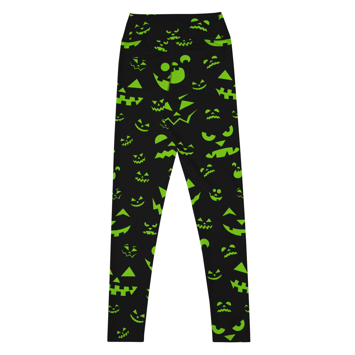 Women's Green Jack-O'-Lantern Faces Halloween Buttery Soft Yoga Leggings - Quick Drying, High Waisted Comfort