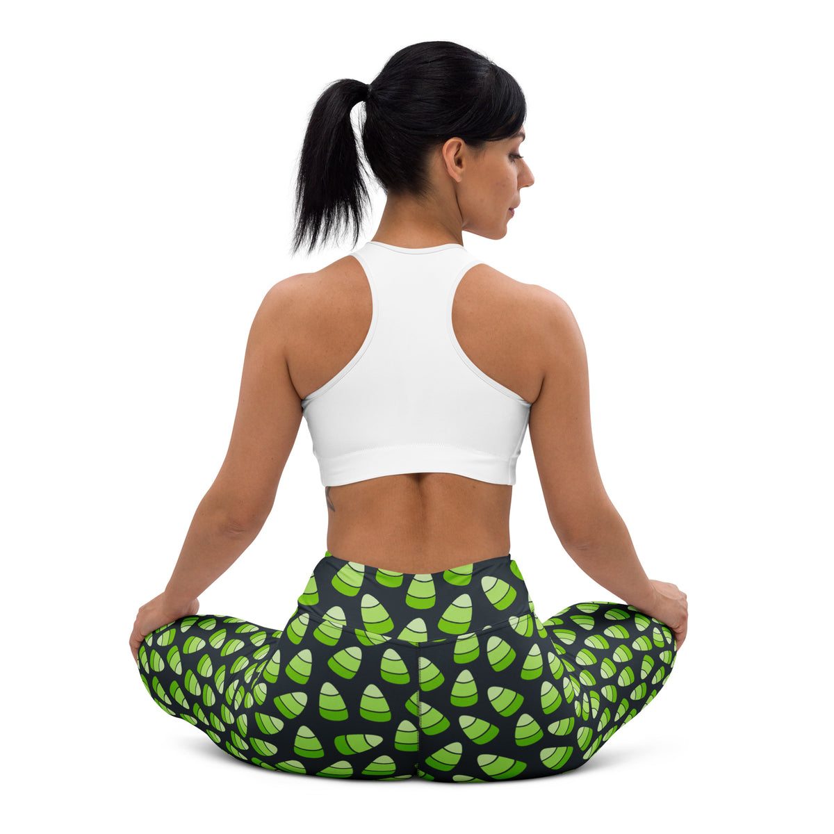Women's Green Candy Corn Halloween Buttery Soft Yoga Leggings - Quick Drying, High Waisted Comfort