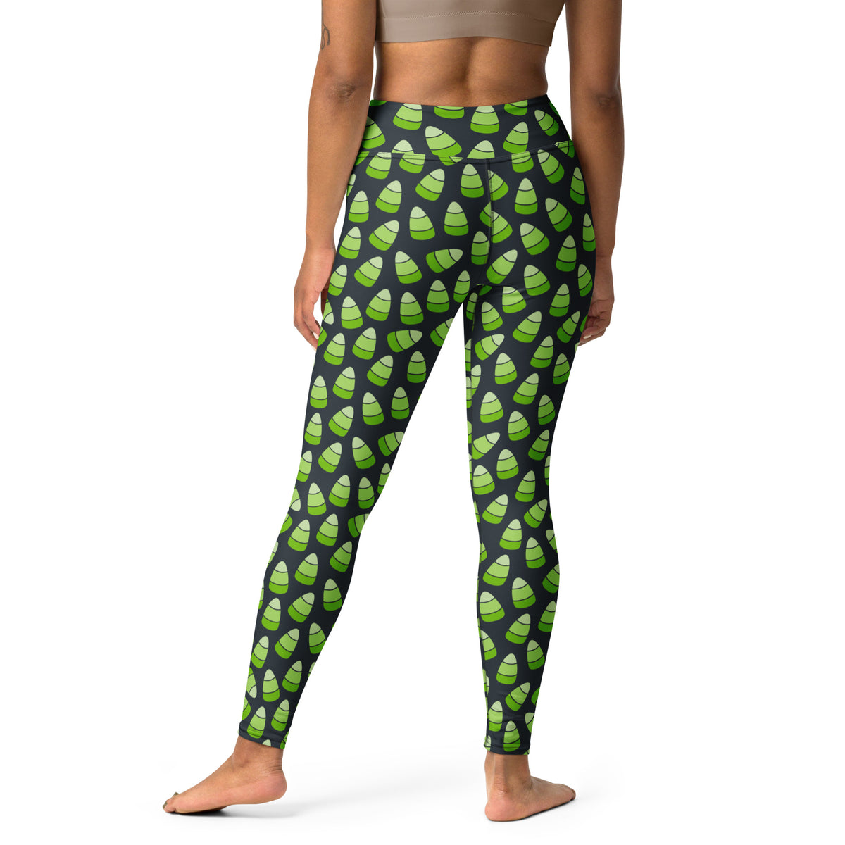 Women's Green Candy Corn Halloween Buttery Soft Yoga Leggings - Quick Drying, High Waisted Comfort