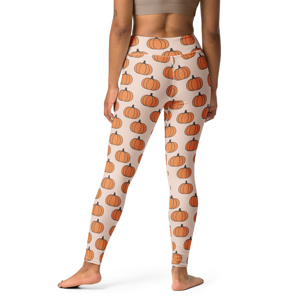 Women's Orange Pumpkin Patch Buttery Soft Yoga Leggings - Quick Drying, High Waisted Comfort
