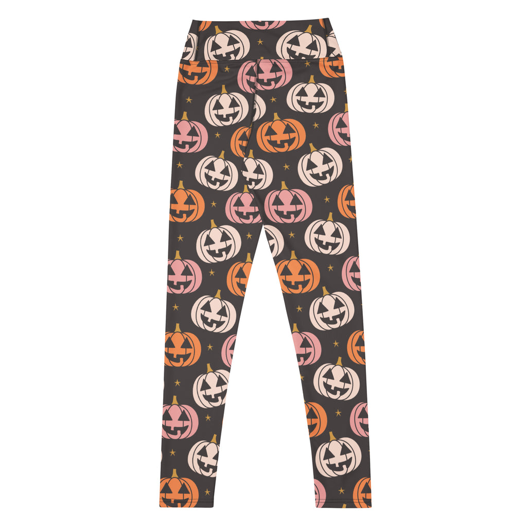 Women's Autumn Jack O’ Lantern Buttery Soft Yoga Leggings - Quick Drying, High Waisted Comfort