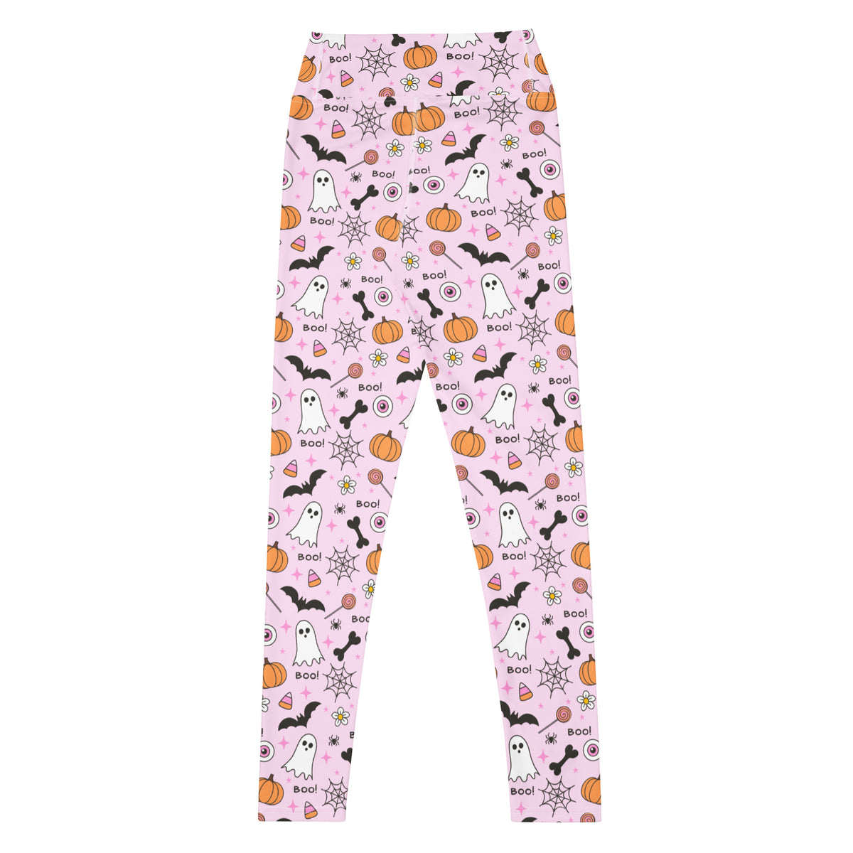 Women's Pink Cute Halloween Buttery Soft Yoga Leggings - Quick Drying, High Waisted Comfort