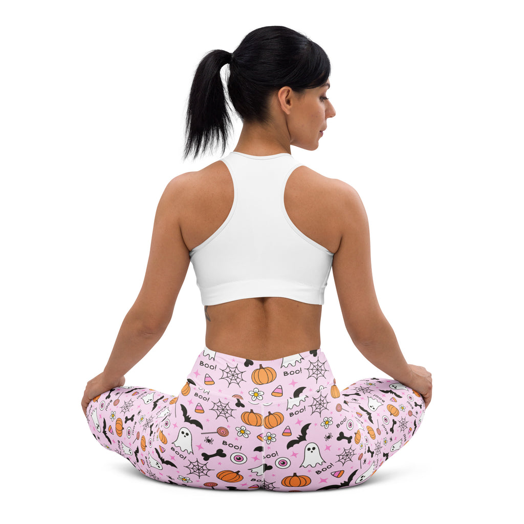 Women's Pink Cute Halloween Buttery Soft Yoga Leggings - Quick Drying, High Waisted Comfort