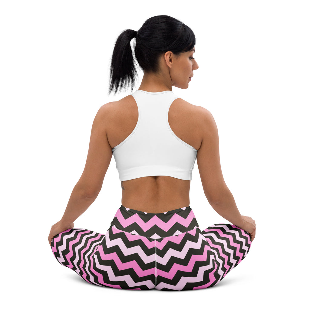 Women's Pink & Gray Chevron Halloween Buttery Soft Yoga Leggings - Quick Drying, High Waisted Comfort