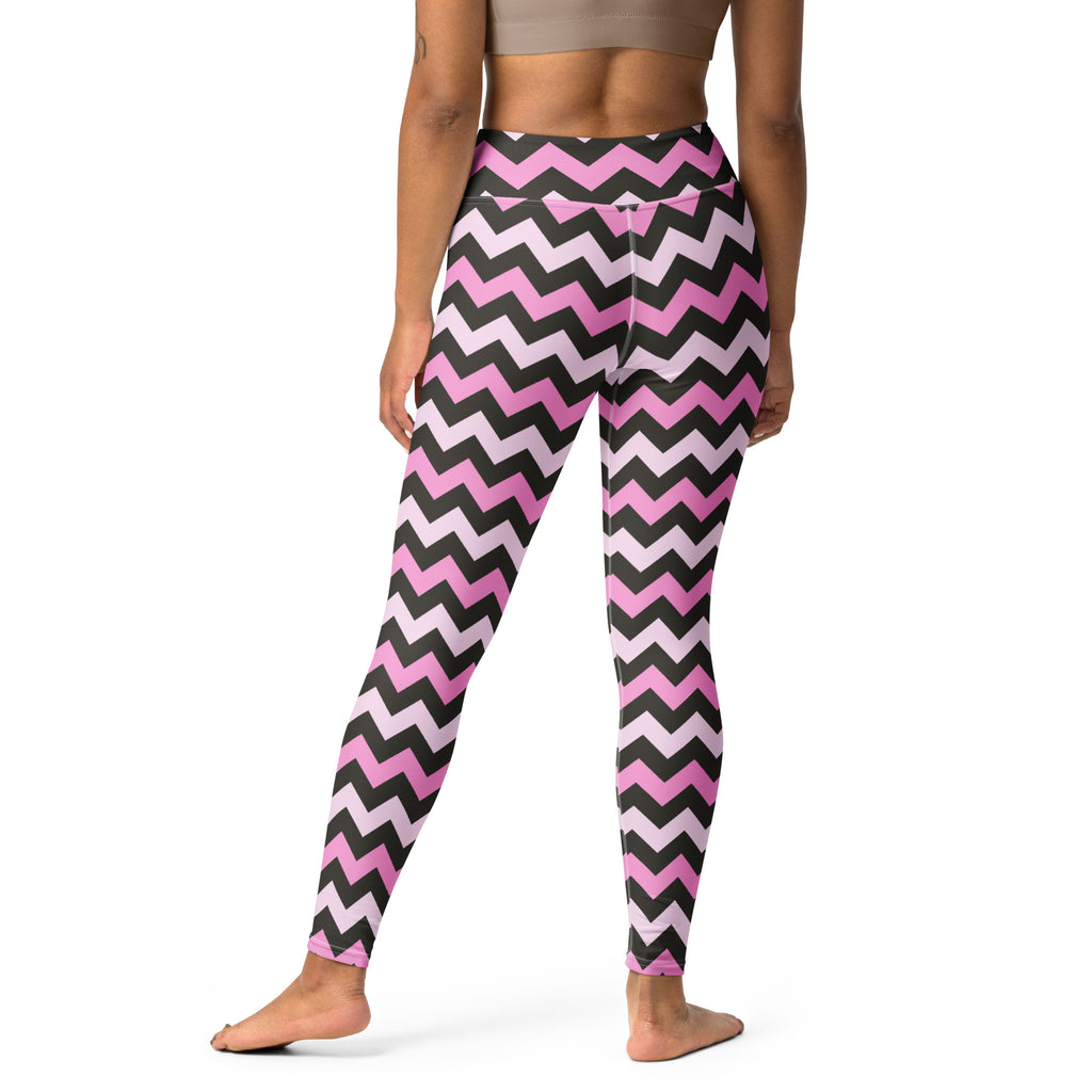 Women's Pink & Gray Chevron Halloween Buttery Soft Yoga Leggings - Quick Drying, High Waisted Comfort