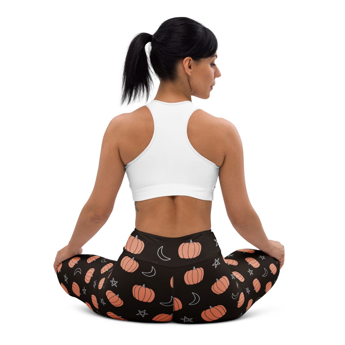 Women's Black Pumpkin Halloween Buttery Soft Yoga Leggings - Quick Drying, High Waisted Comfort