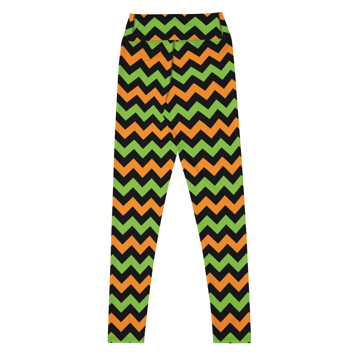 Women's Orange & Green Chevron Halloween Buttery Soft Yoga Leggings - Quick Drying, High Waisted Comfort