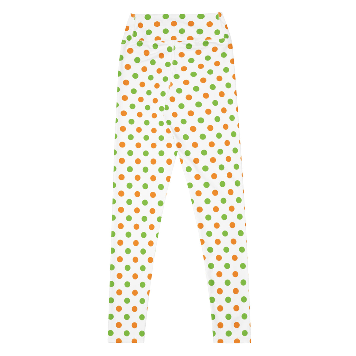 Women's Orange & Green Polka Dot Halloween Buttery Soft Yoga Leggings - Quick Drying, High Waisted Comfort