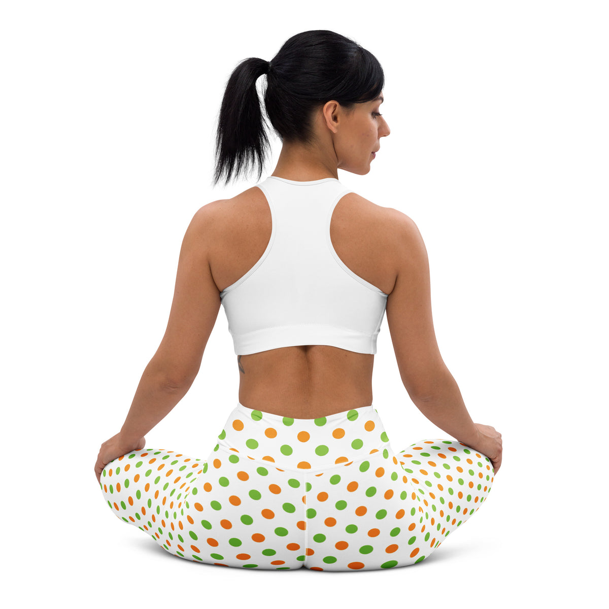 Women's Orange & Green Polka Dot Halloween Buttery Soft Yoga Leggings - Quick Drying, High Waisted Comfort