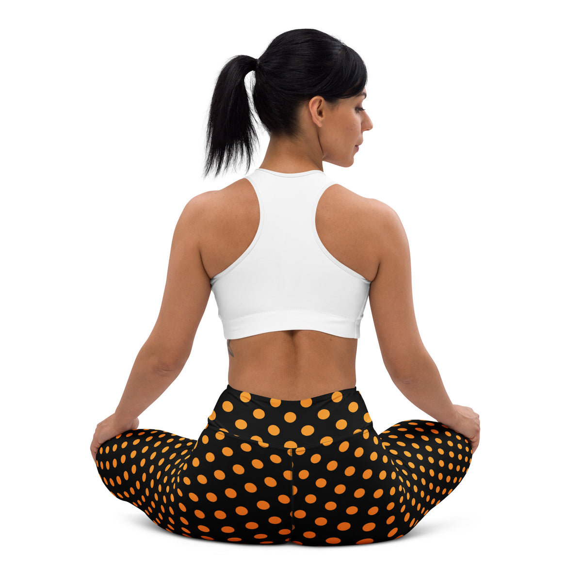 Women's Orange Polka Dot Halloween Buttery Soft Yoga Leggings - Quick Drying, High Waisted Comfort