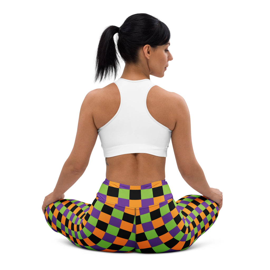 Women's Halloween Checkered Buttery Soft Yoga Leggings - Quick Drying, High Waisted Comfort