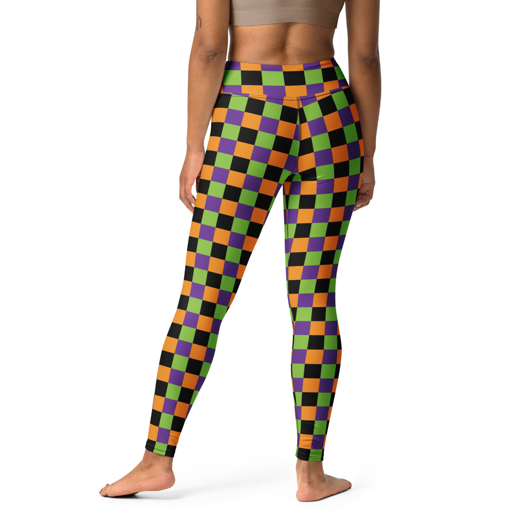 Women's Halloween Checkered Buttery Soft Yoga Leggings - Quick Drying, High Waisted Comfort