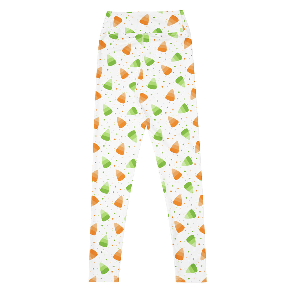 Women's Orange & Green Candy Corn Halloween Buttery Soft Yoga Leggings - Quick Drying, High Waisted Comfort