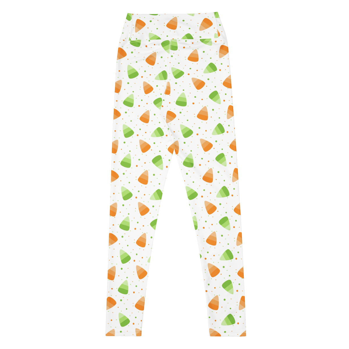 Women's Orange & Green Candy Corn Halloween Buttery Soft Yoga Leggings - Quick Drying, High Waisted Comfort