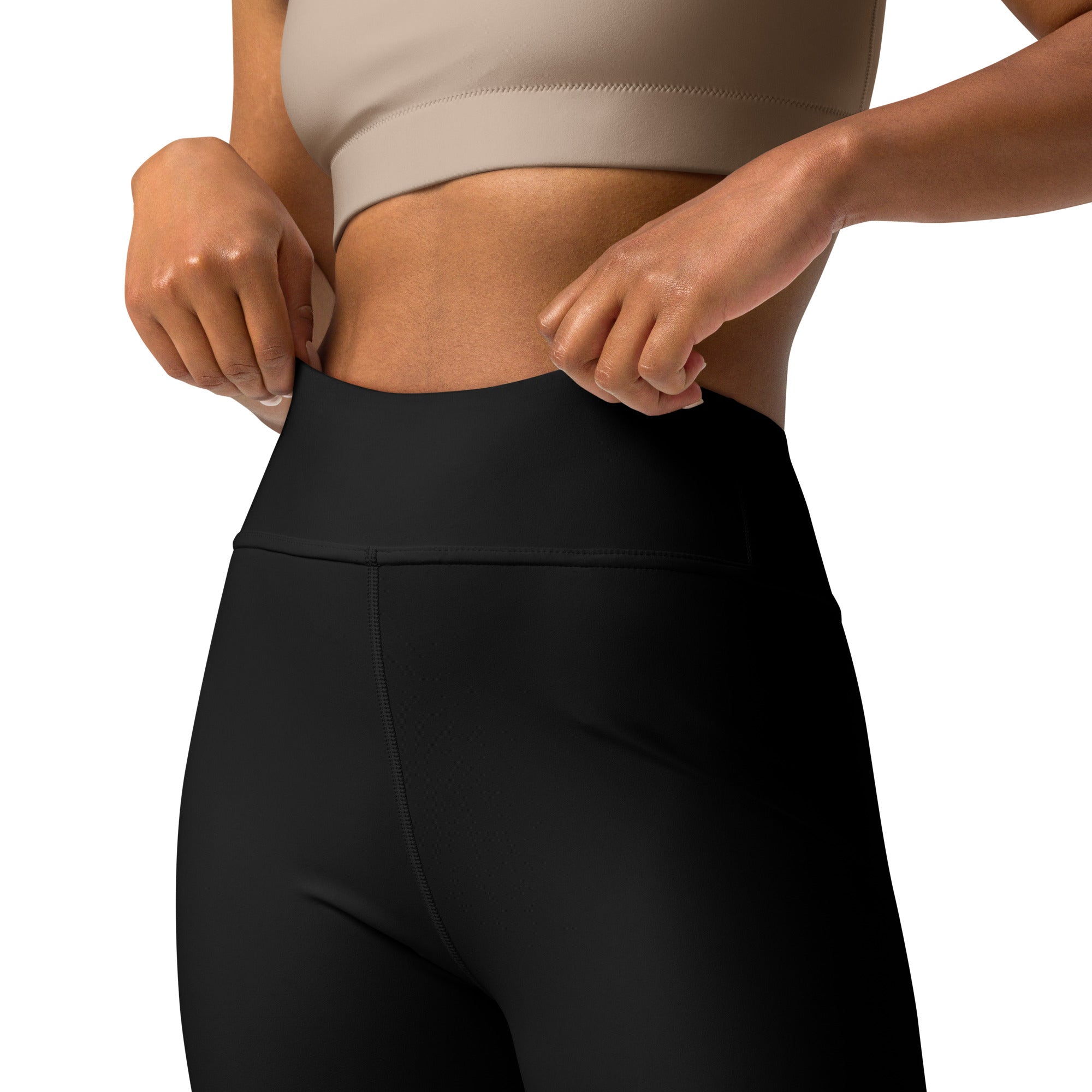 Women’s black buttery soft yoga leggings with smooth seamless stretchy high-waisted fabric for comfort