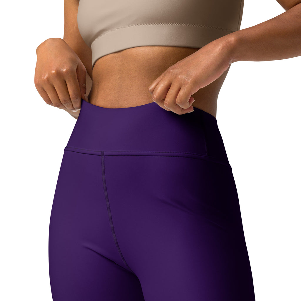 Women’s dark purple buttery soft yoga leggings with high waist seamless design and smooth stretchy fabric
