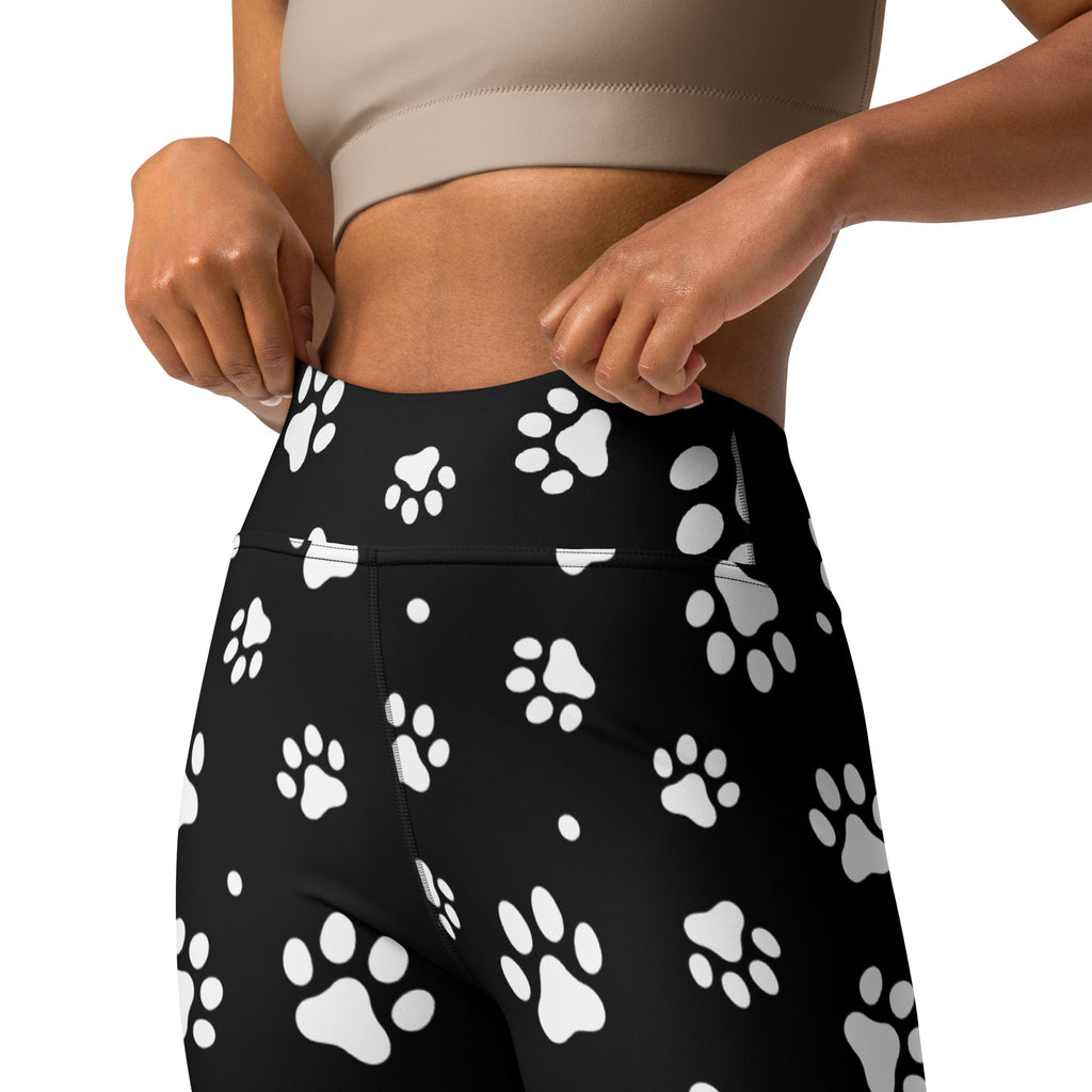 Women's Black Paw Print Buttery Soft Yoga Leggings