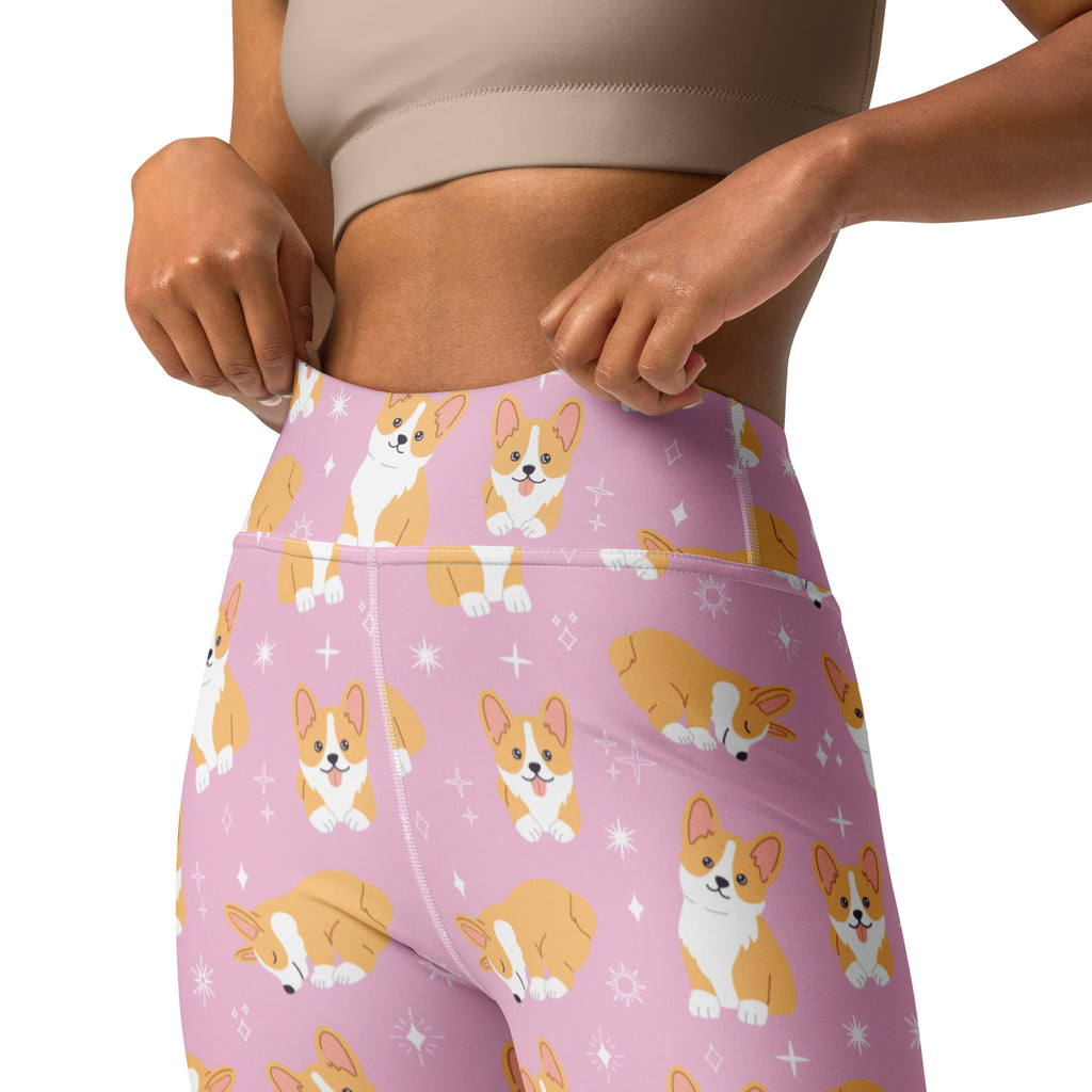 Women's Pink Corgi Dog Buttery Soft Yoga Leggings