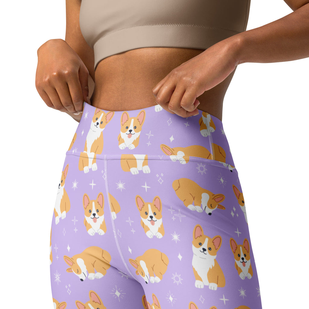 Women's Purple Corgi Dog Buttery Soft Yoga Leggings