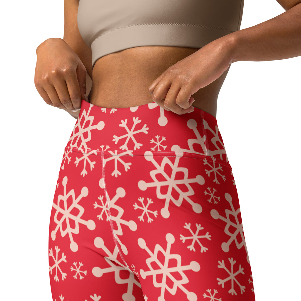 Women's Red Snowflake Buttery Soft Yoga Leggings
