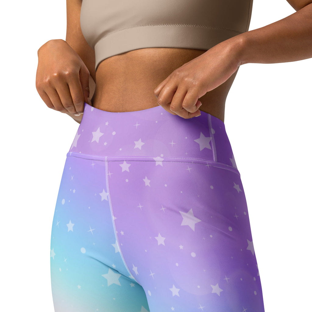 Women's Rainbow Stars Buttery Soft Yoga Leggings - Quick Drying, High Waisted Comfort