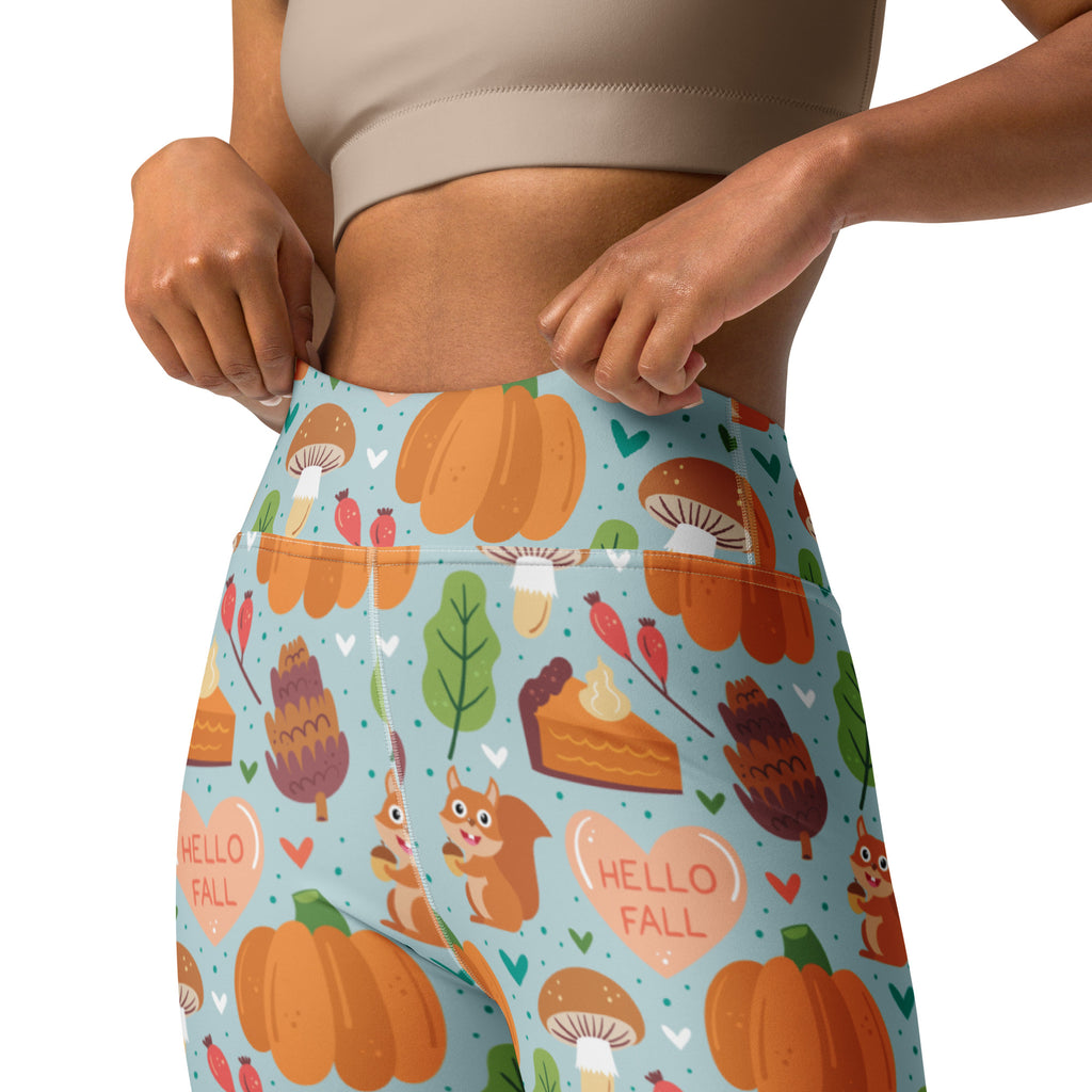 Women's Hello Fall Pumpkin Buttery Soft Yoga Leggings - Quick Drying, High Waisted Comfort