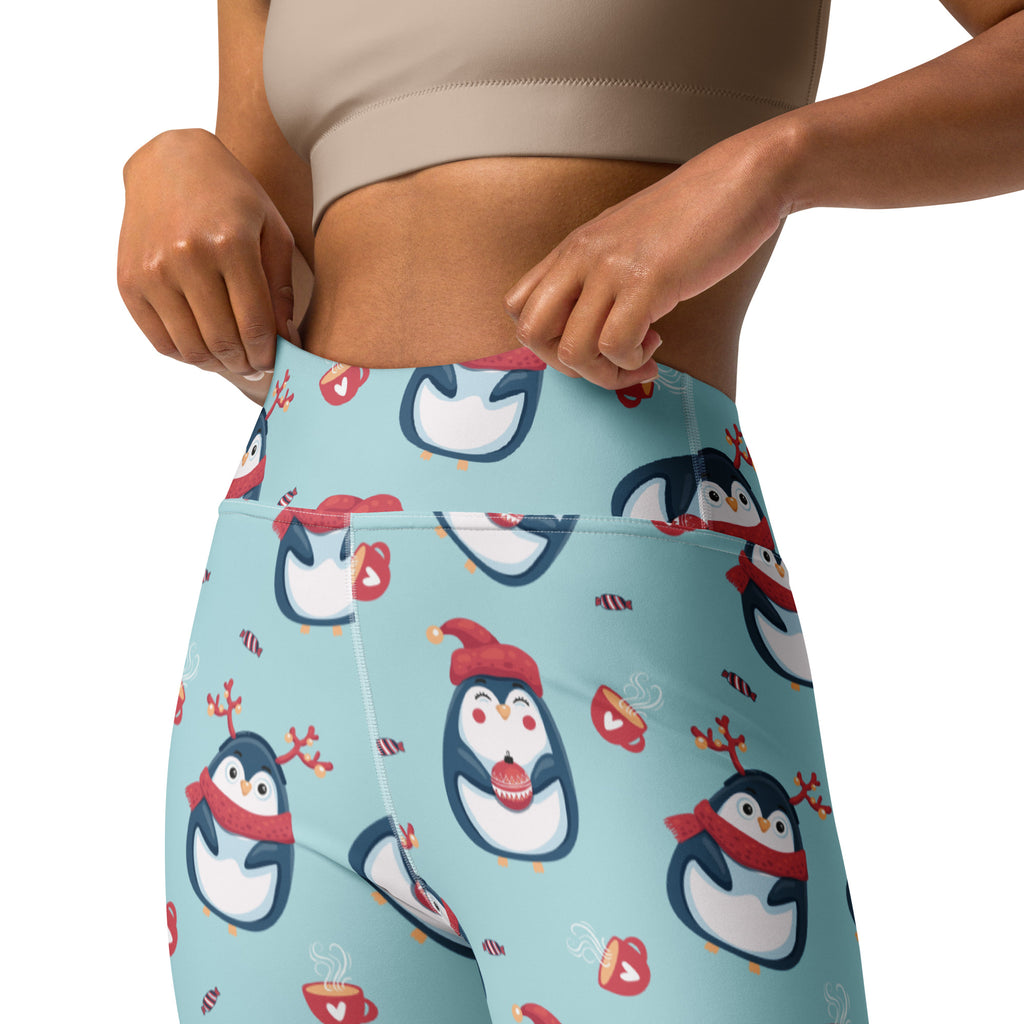 Women's Christmas Penguin Buttery Soft Yoga Leggings - Quick Drying, High Waisted Comfort