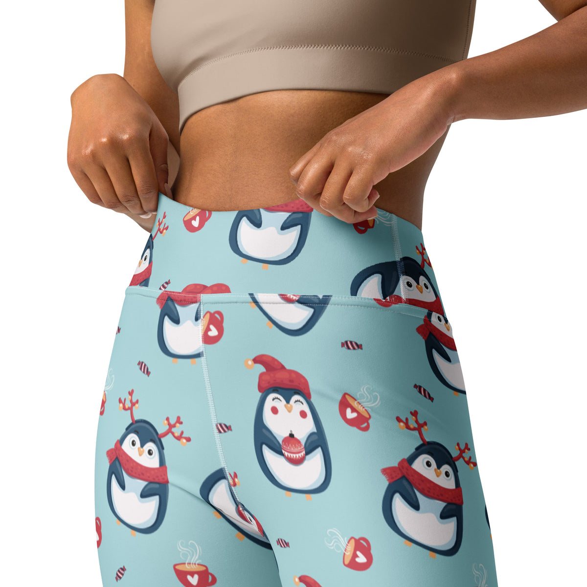 Women's Christmas Penguin Buttery Soft Yoga Leggings - Quick Drying, High Waisted Comfort