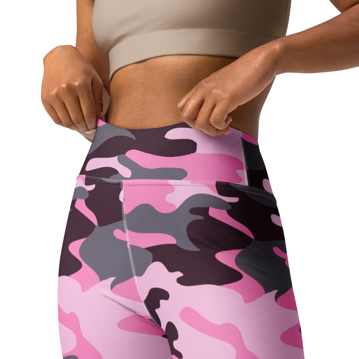 Women's Pink Camouflage Buttery Soft Yoga Leggings - Quick Drying, High Waisted Comfort