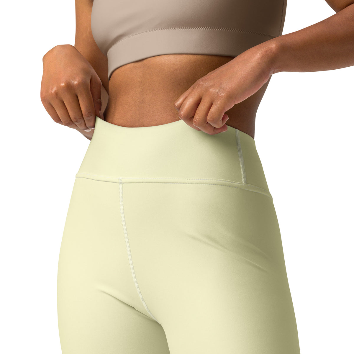 Women's Pastel Yellow Buttery Soft Yoga Leggings - Quick Drying, High Waisted Comfort