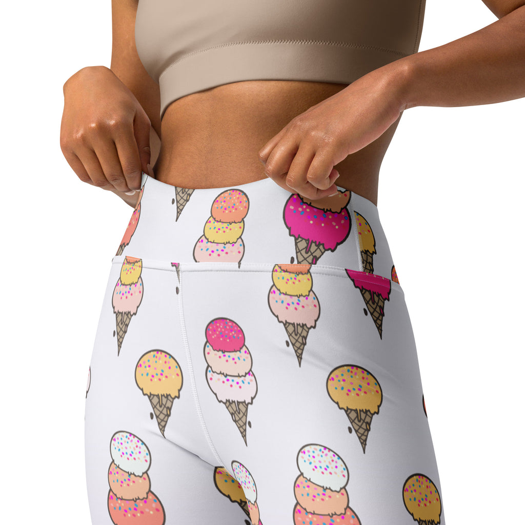Women's Ice Cream Cone Buttery Soft Yoga Leggings - Quick Drying, High Waisted Comfort