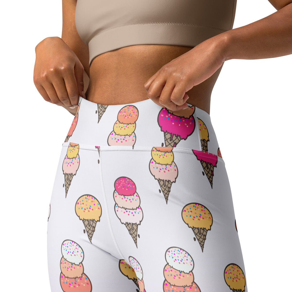 Women's Ice Cream Cone Buttery Soft Yoga Leggings - Quick Drying, High Waisted Comfort