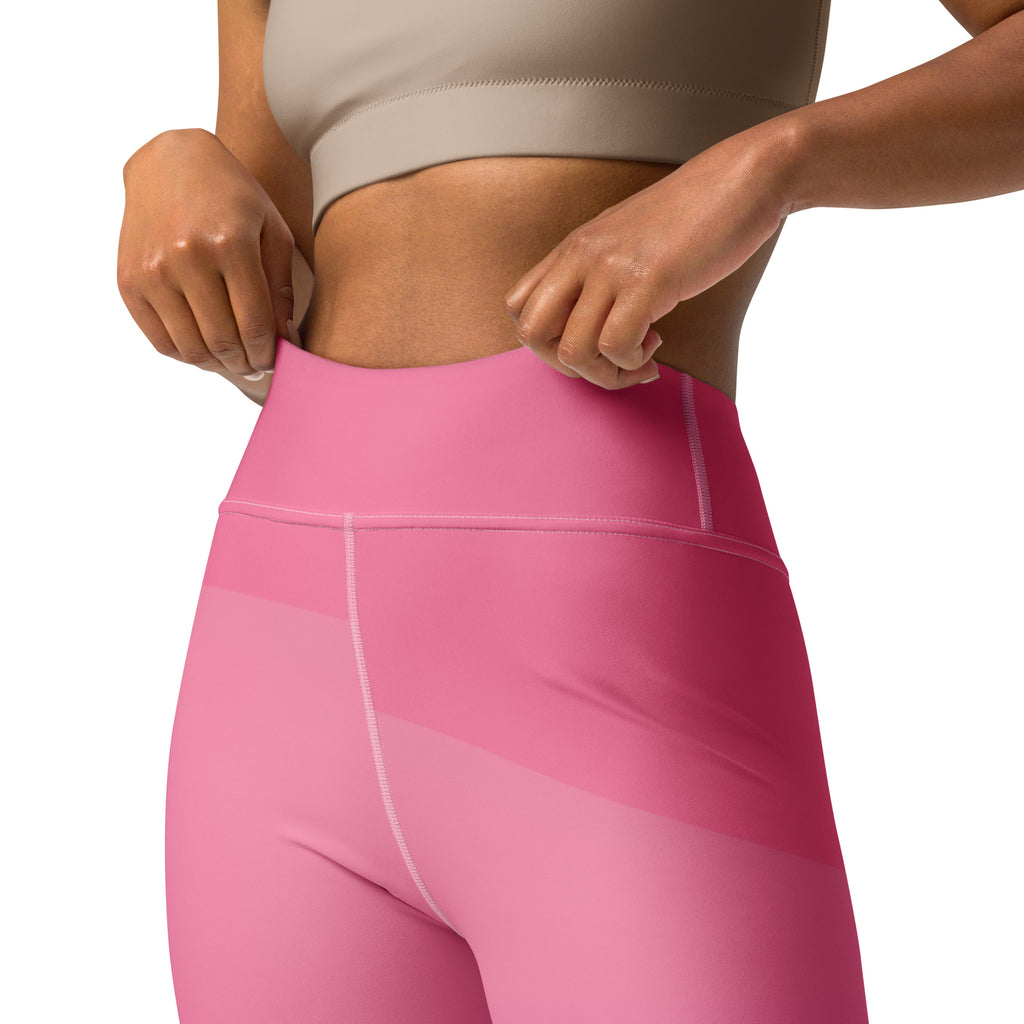 Women's Pink Ombre Waves Buttery Soft Yoga Leggings - Quick Drying, High Waisted Comfort