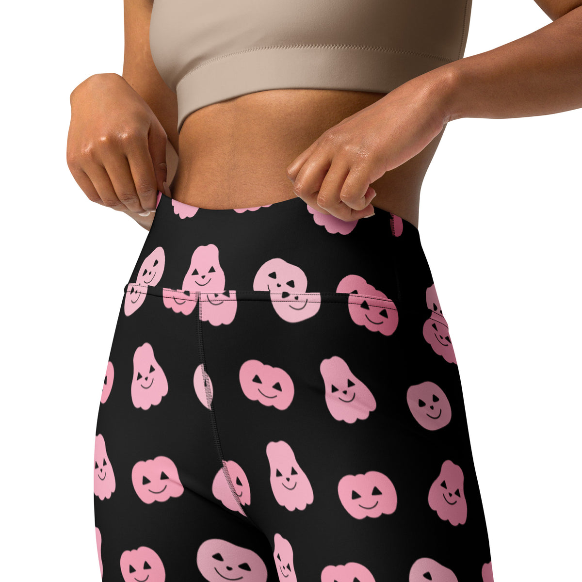 Women's Pink Pumpkin Halloween Buttery Soft Yoga Leggings - Quick Drying, High Waisted Comfort