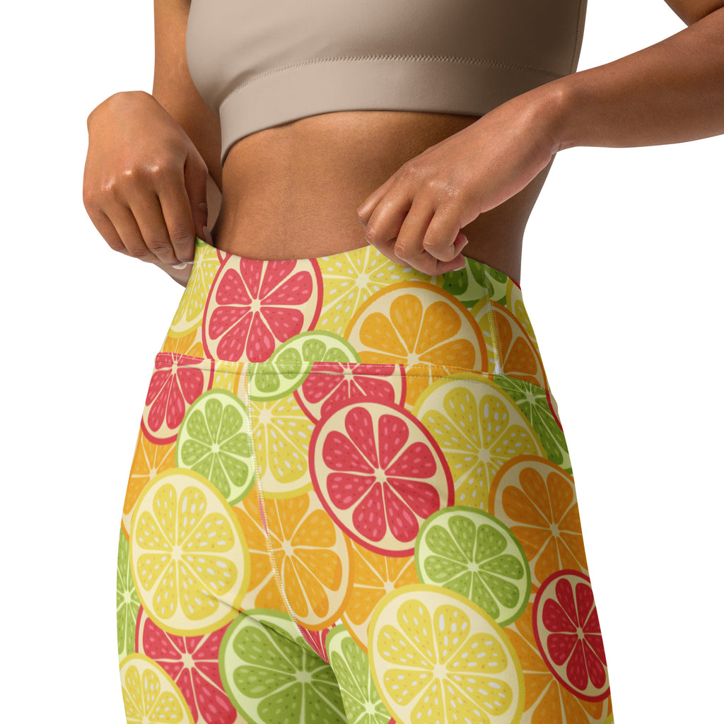 Women's Citrus Fruit Buttery Soft Yoga Leggings - Quick Drying, High Waisted Comfort