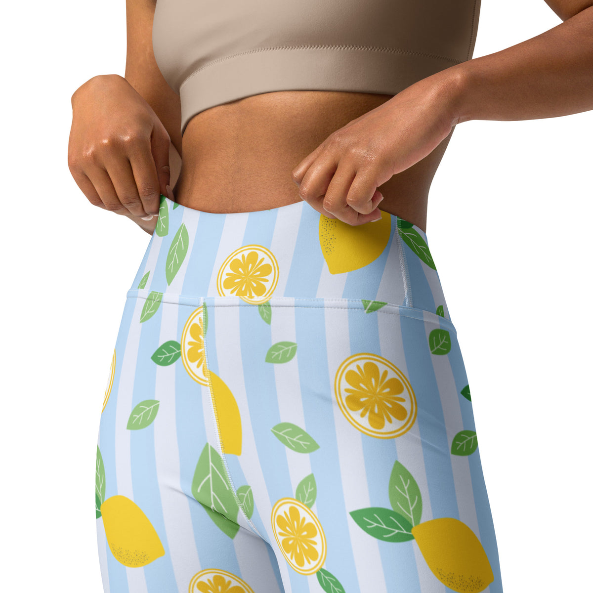 Women's Lemon Stripe Buttery Soft Yoga Leggings - Quick Drying, High Waisted Comfort